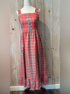 Goelia Pink Plaid Smocked long Sundress
